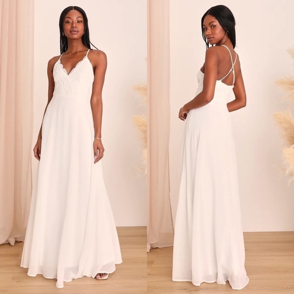 Lulus Madalyn Lace Maxi Dress in‎ White Size Small - Picture 1 of 13